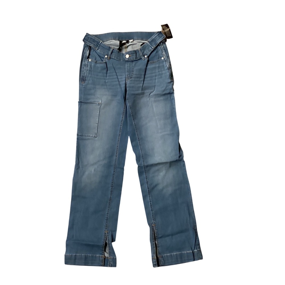 D&Co Adaptive Womens Straight Leg Jeans Indigo Blue Side Slit Size 14 NWT